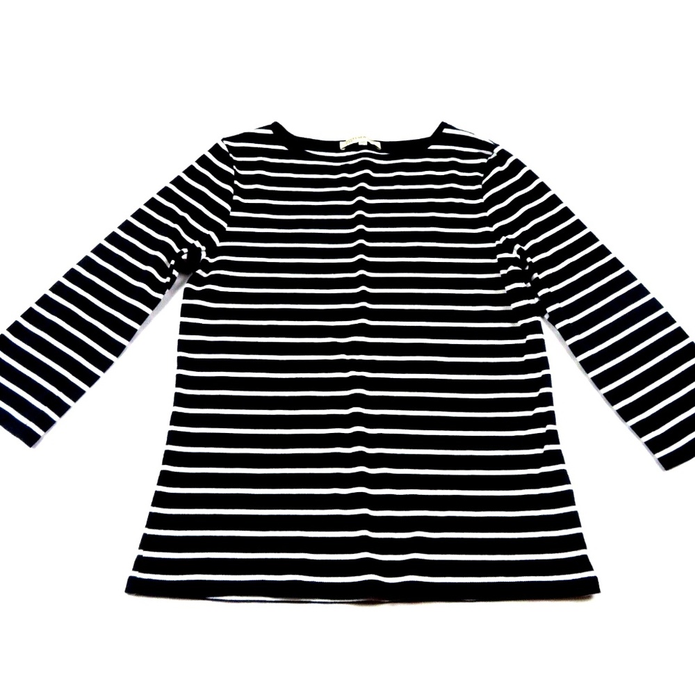 JONES NEW YORK SPORT  Navy Striped 3/4 sleeve stretchy knit top Size XL
